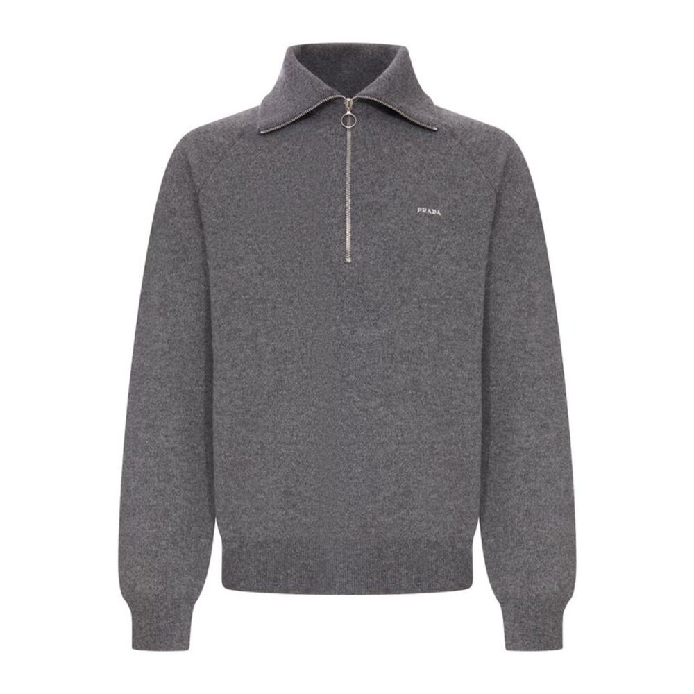 Prada Men Knitted Polo Shirt With Prada Logo